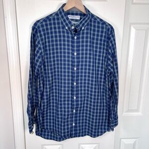 Nick Graham Men’s Modern Fit Stretch Dress Blue Plaid Shirt